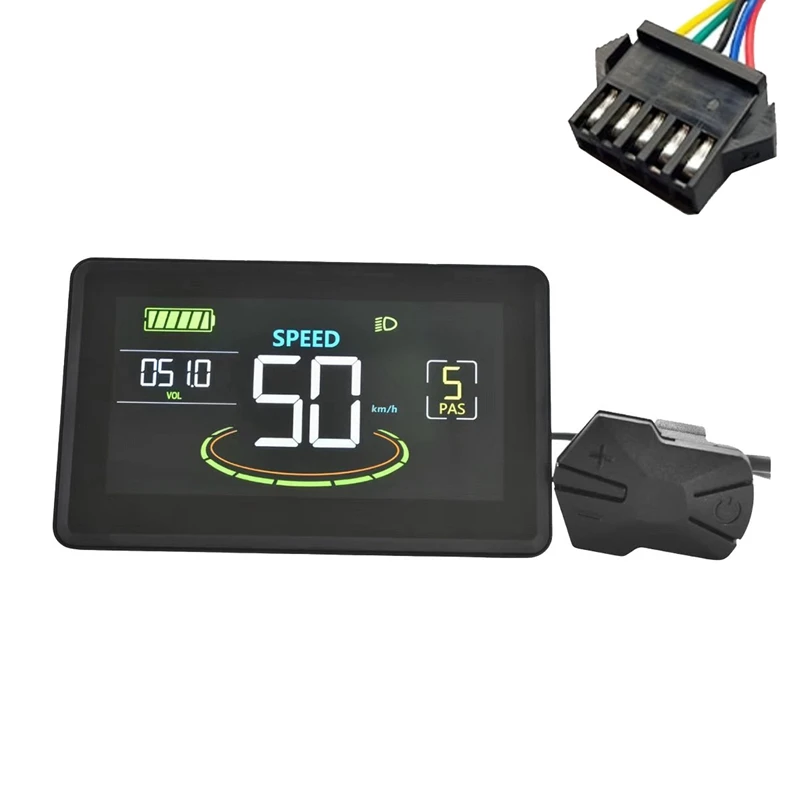 

Top!-H6C Electric Bike LCD Display Meter 24V-60V E Scooter LCD Panel Color Screen With USB UART For Electric Bike