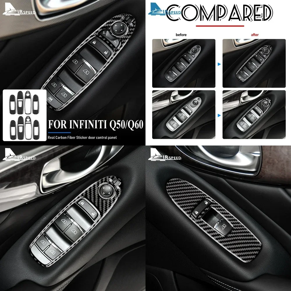 

Soft Carbon Fiber Sticker for Infiniti Q50 Q60 2013 2014 2015 2016 2017 2018 2019 2020 Door Trim Window Switch Control Panel