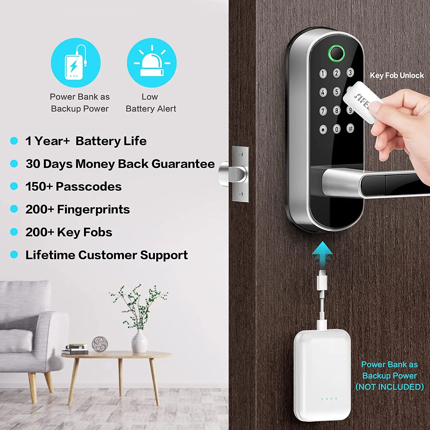 Electronic door lock with Password Fingerprint Door Lock, Biometric Door Lock, Keypad Entry Door Lock，Digital smart door lock