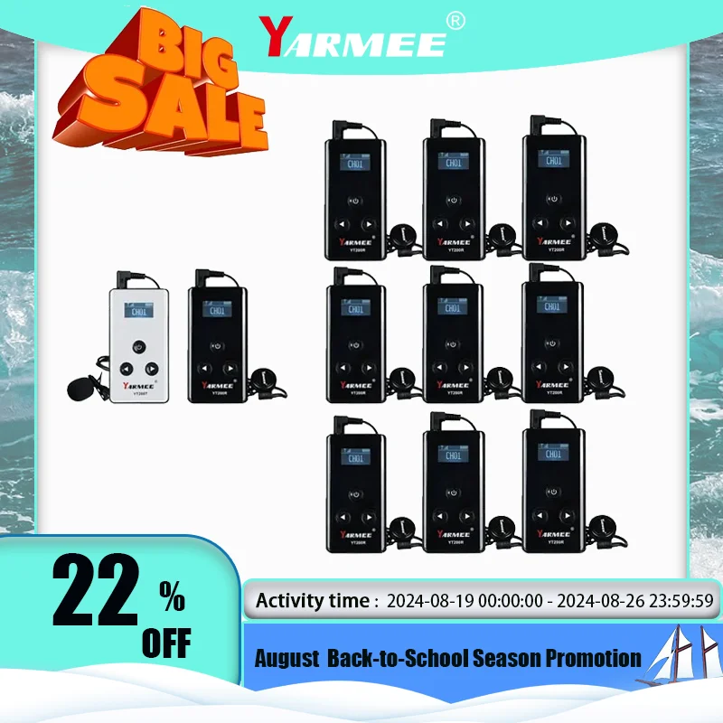 

YARMEE Wireless Tour Guide System 1 PCS Audio Transmitter + 5/10 PCS Receiver With Microphone Earphone For Travelling Umrah Hajj