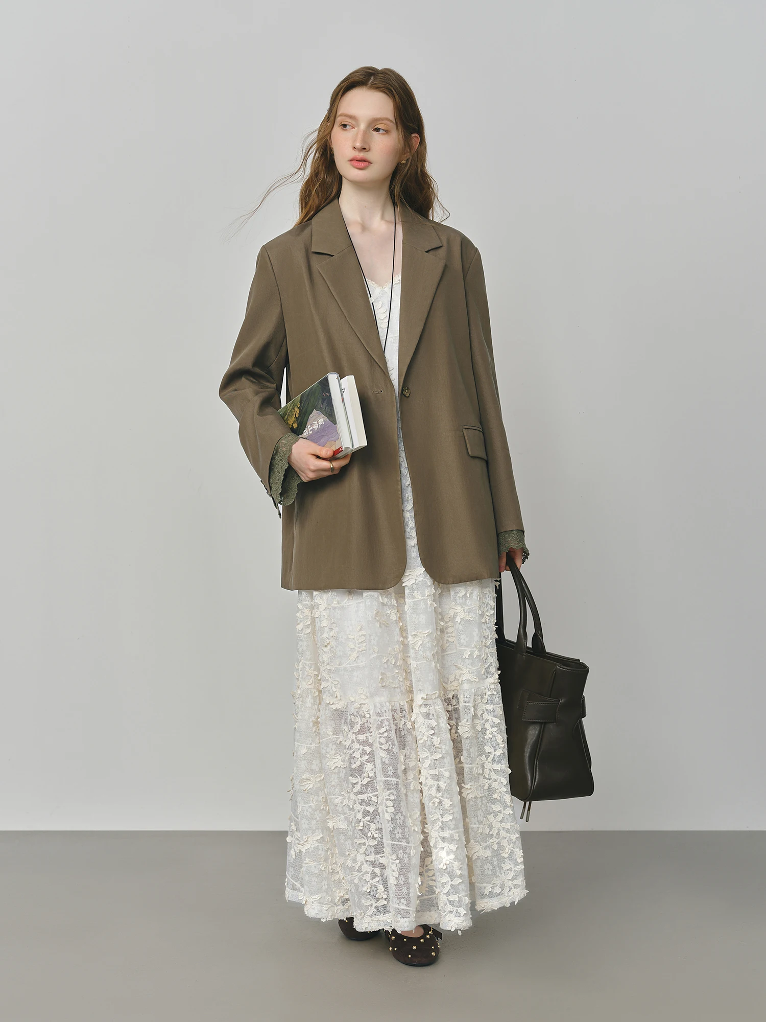 Fsle vestido de convidado de casamento estilo francês bordado floral em camadas vestido de alça 2025 outono nova chegada vestidos de festa de grama