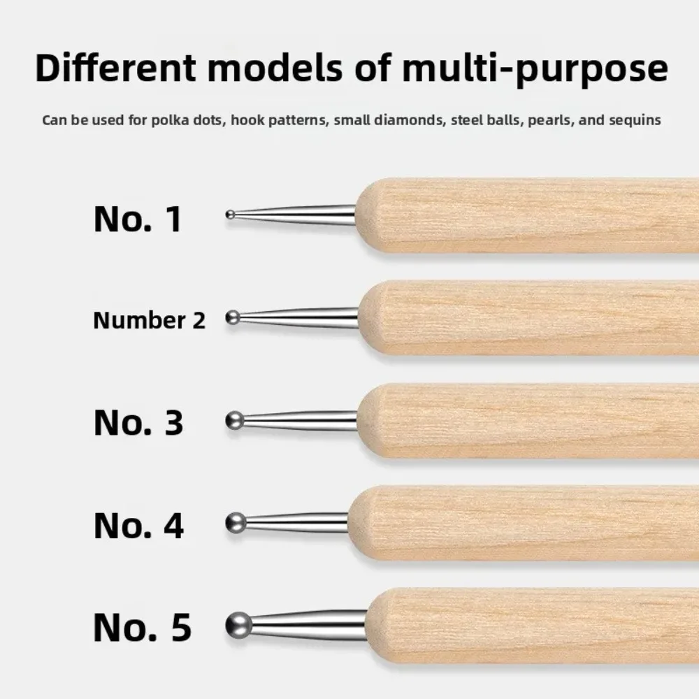 Dual-End Wooden Dotting Pen Marbleizing Tool Set for Nail Design Manicure Painting Kit 5pcs
