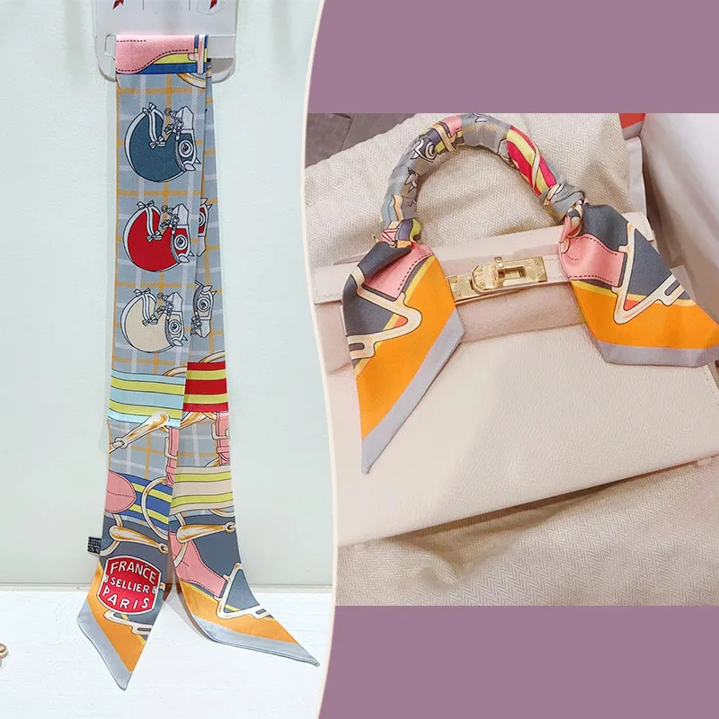 New 2025 simulated silk wrapped bag strap bag handle silk scarf tied bag ribbon decorative small streamer, image 14