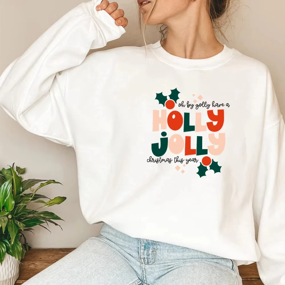 

Holly Jolly Christmas Sweatshirt Vintage Christmas Hoodie Retro Holiday Ugly Sweater Unisex Tis The Season Cewneck Sweatshirts