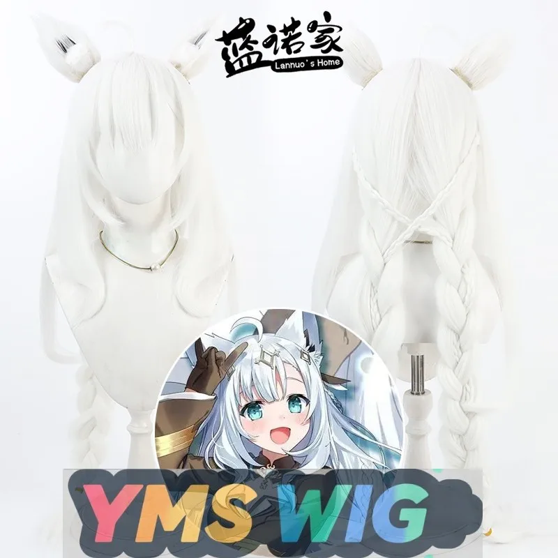

【YMS WIG】Virtual VTuber Streamer Shirahata Fubuki Cosplay Wig Fluffy Cornrows Detachable Ears