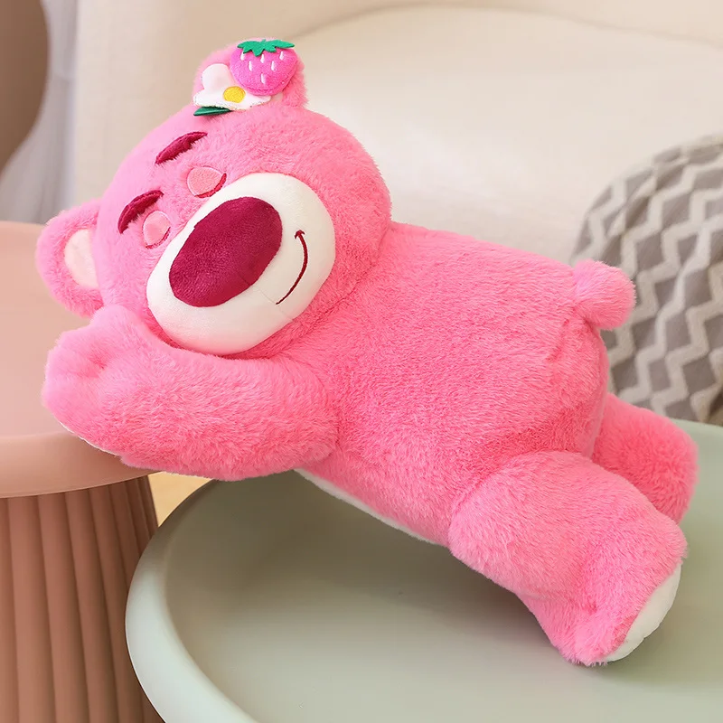 40-90cm Kawaii Pink Bear Plush Toy Red Strawberry Cute Stuffed Animal Bear Sleeping Pillow Plush Doll Elementary Student Gifts