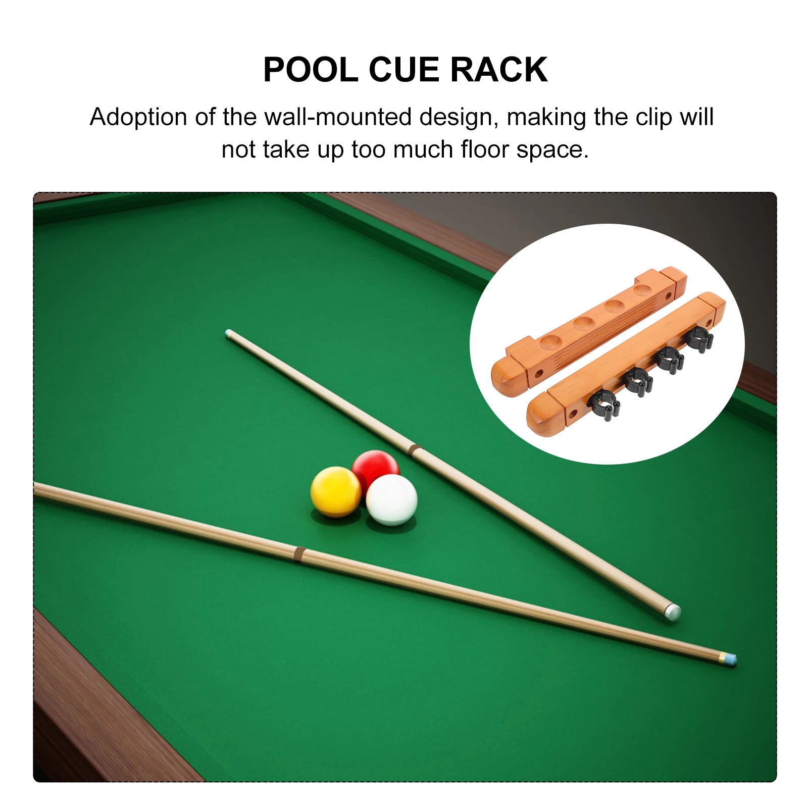 

2pcs Wall Mounted Wood Pool Cue Rack Durable Storage Organizer Unique Design Space Saving Easy Install Billiard Accessories