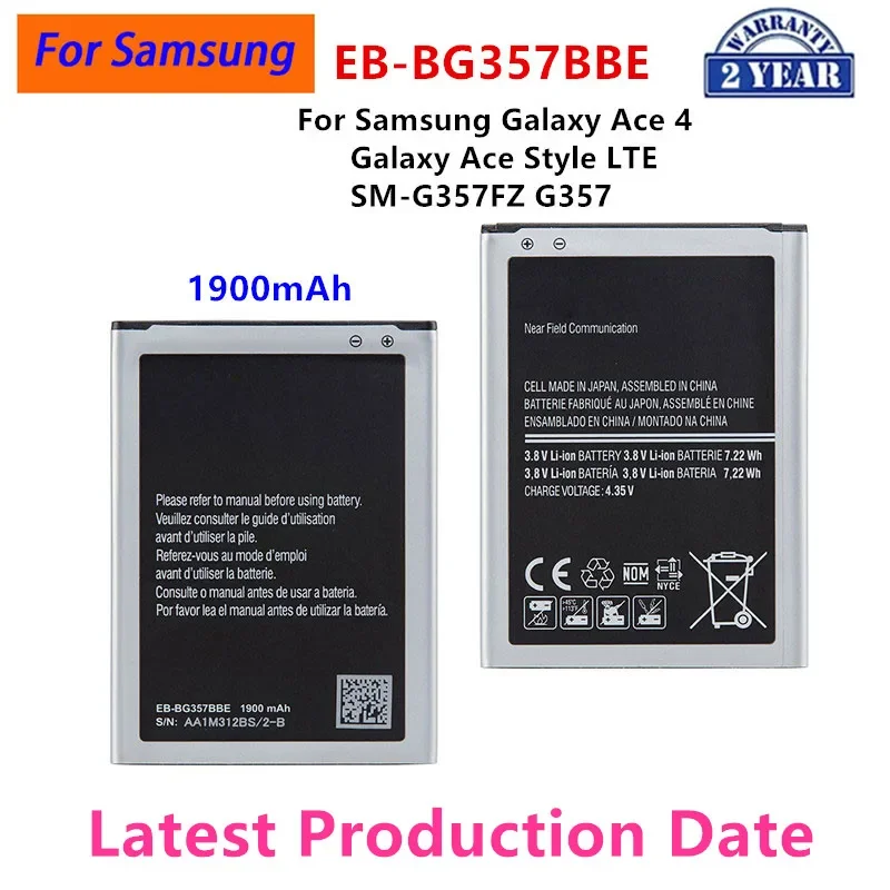 

Brand New EB-BG357BBE Replacement 1900mAh Battery For Samsung Galaxy Ace 4 Galaxy Ace Style LTE SM-G357FZ G357 NO NFC/With NFC