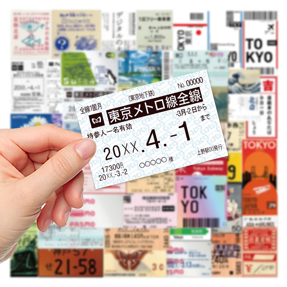 10/30/60pcs Japanese Vintage Tickets Stickers Cute Decoration DIY Travel Suitcase Phone Notebook Bike Guitar Graffiti Decals Toy