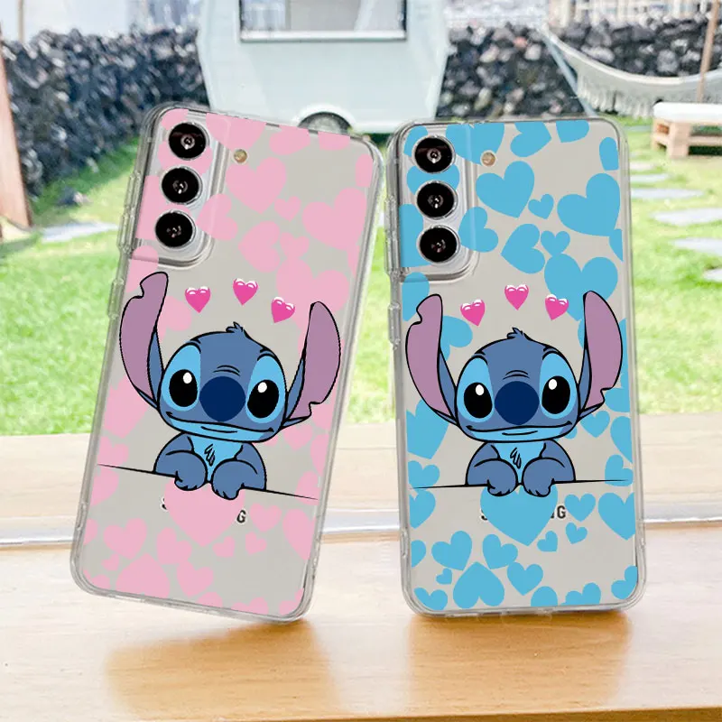 ディズニー電話サムスンギャラクシーs 22 21 20超9 10 8 7プラスfeエッジシリコーンソフトクリアシェルtpuかわいいかわいいステッチ