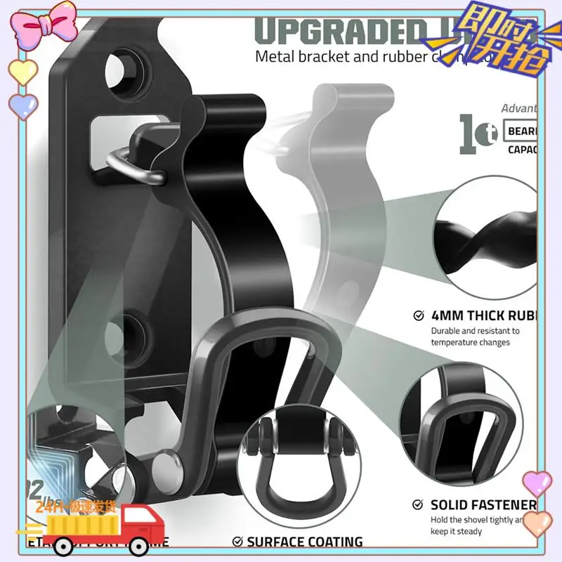 

6 Pcs Garage Rack Metal Rack Metal Rubber Clamp Mounting Brackets, Durable Axe Holder Clamp Mount Kit (Black)