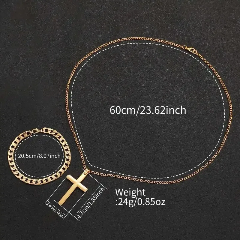 4PCS Men's Watch Set Fashion Trend Business Quartz Watch Bracelet Ring Necklace Set Suitable for Daily Clothing Matching