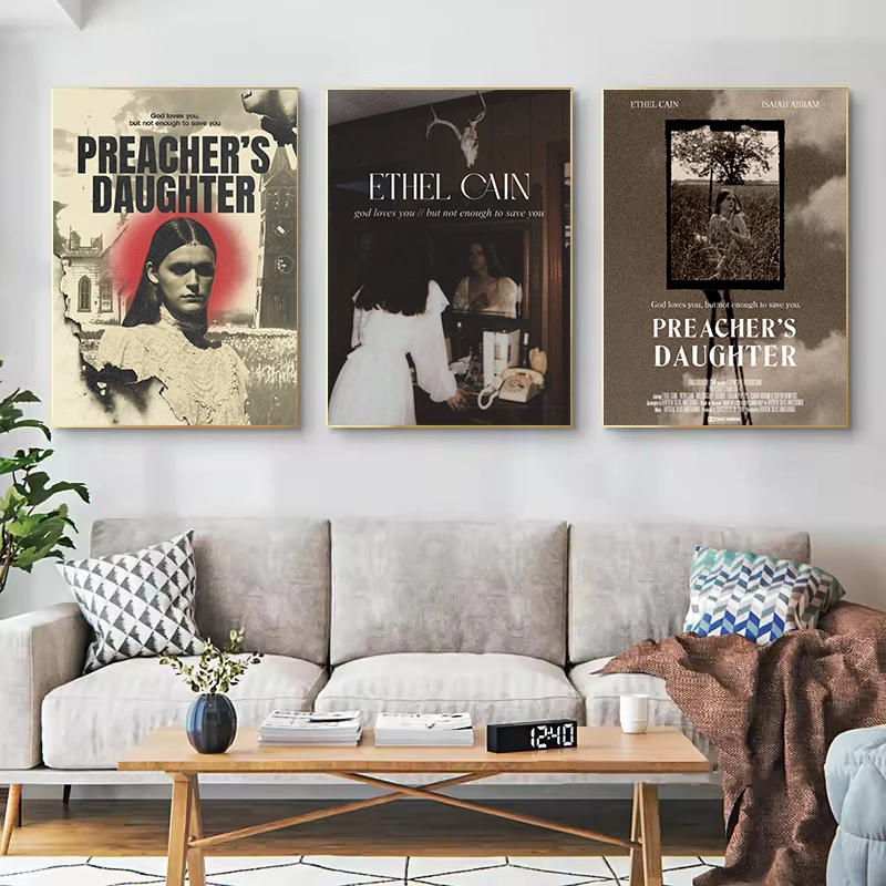 Vintage المغني E-Ethel Cain كلمات الموسيقى ألبوم جديد الظلام القوطية الجمالية المشارك حائط لوح رسم صور ديكور غرفة نوم المنزل #3