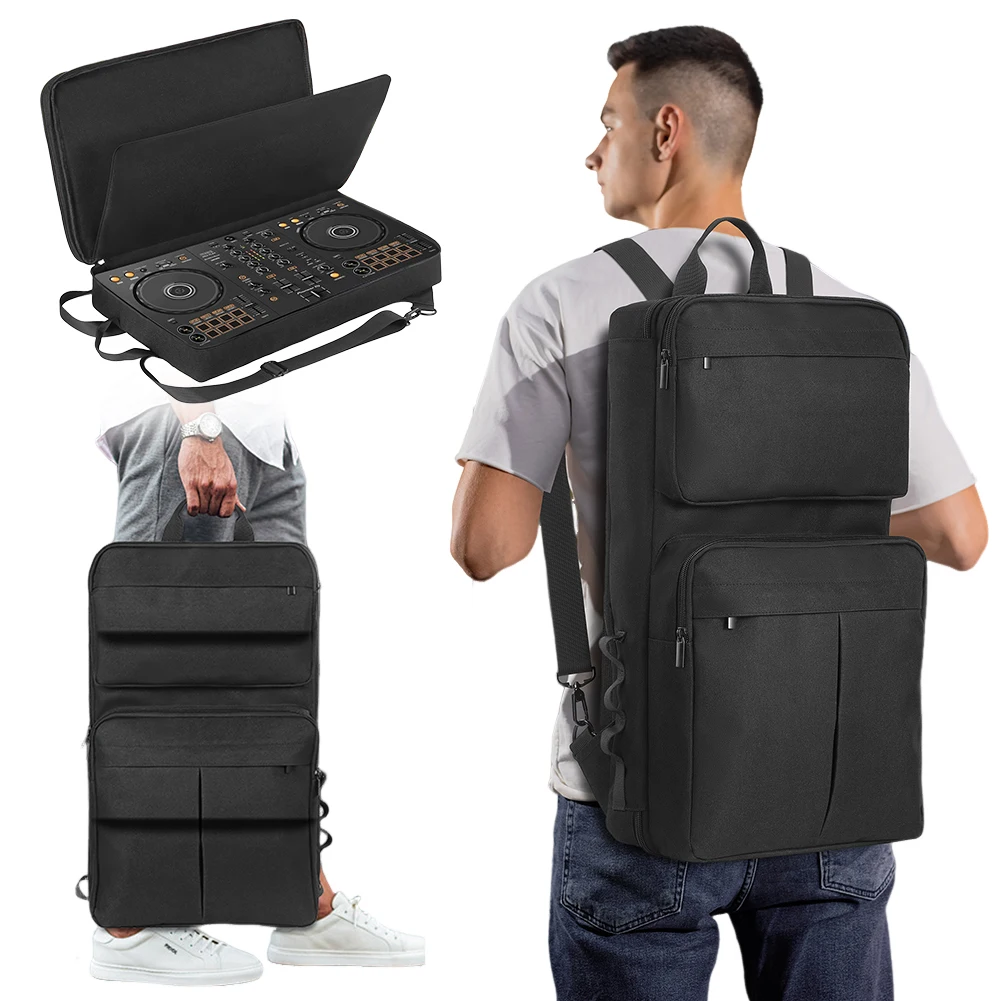 

DJ Backpack for Pioneer DDJ-400 DDJ-FLX4/Roland DJ-202 Portable Storage Bag Travelling Case Shockproof Adjustable Shoulder Strap