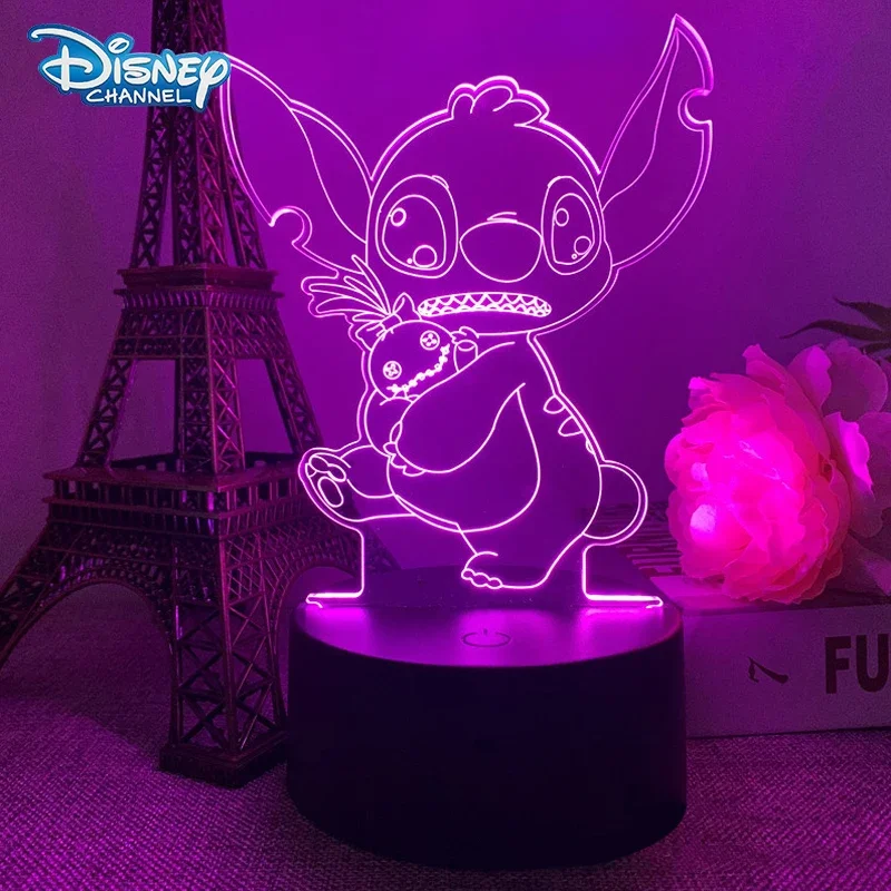 Disney Cartoon 3D LED Table Lava Lamp, Stitch Figurine, Neon Night Light, Decoração do quarto, Boy Holiday Toys