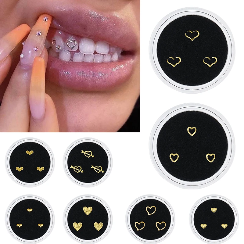 3pcs Tooth Jewelry Ornaments with Box Tooth Gems Fashion Teeth Gems Beauty Diamond Dental Crystal Teeth Jewelry Gem Decoration