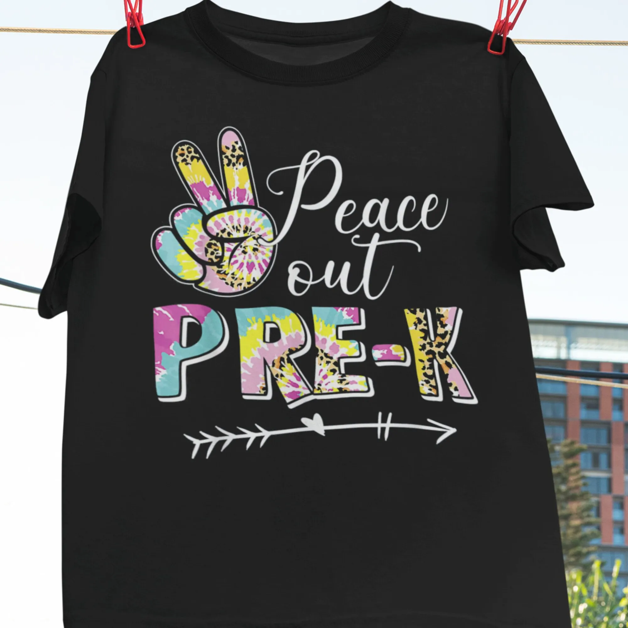 Tie Dye Peace Out Pre K Last Day Of School Summer Beach T Shirt Goodbye Teacher Life Graduate This Year