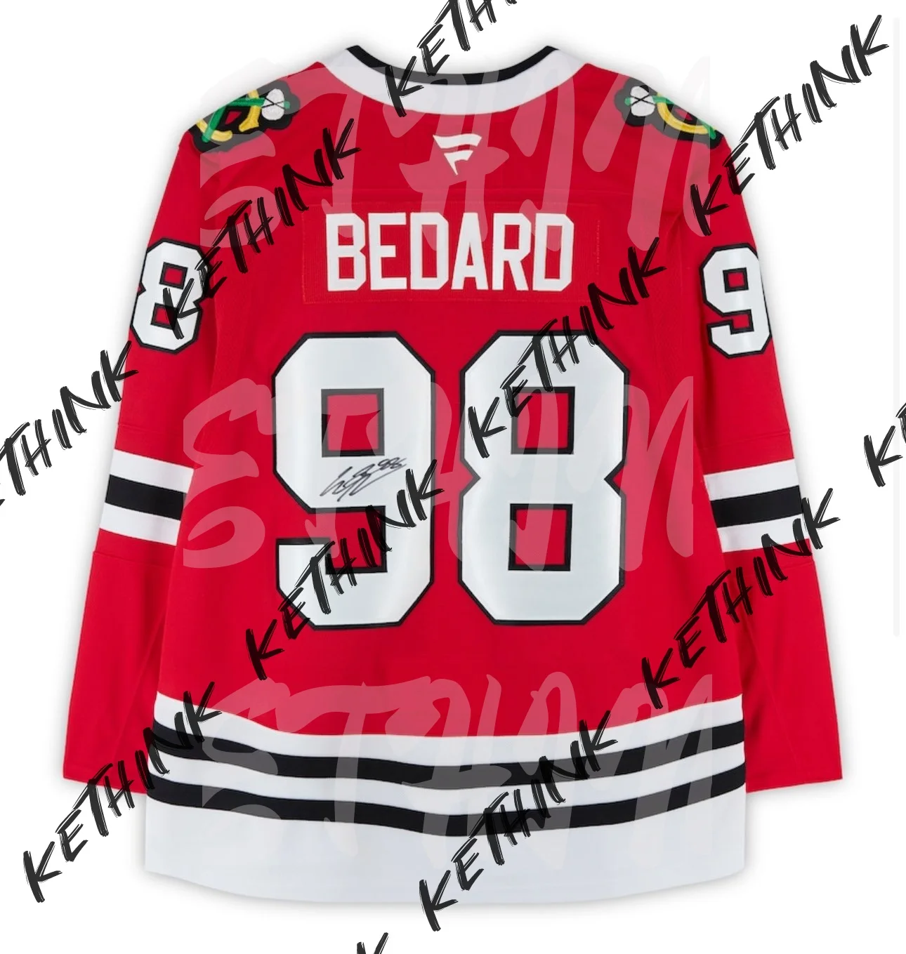 

98_ Hockey Jersey - Red with Black & White Accents Breathable Sports Tshirt 3d HD Prints Ideal Jersey