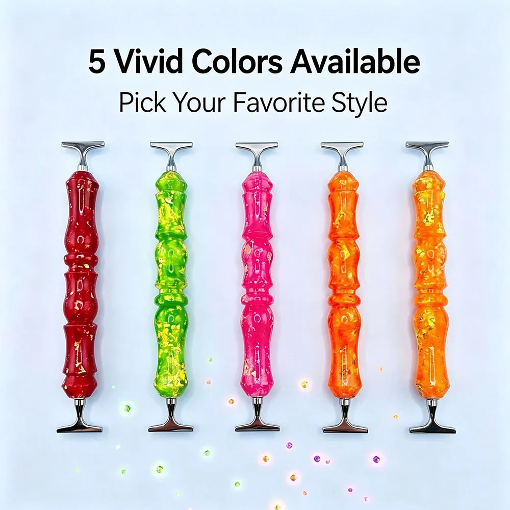 New DIY Handmade Diamond Painting Pen Shiny Resin Bright Colors Point Drill Pen 12 PCS Metal Pen Tips Diamond Embroidery Tool