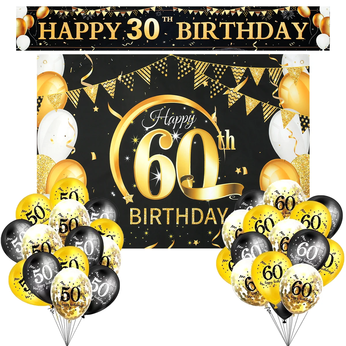 30-80 alte Geburtstag Hintergrund Dekor Geburtstag Banner hängen Poster Flagge 50. 60. 70. Latex Ballon Ammer Girlande Jubiläum