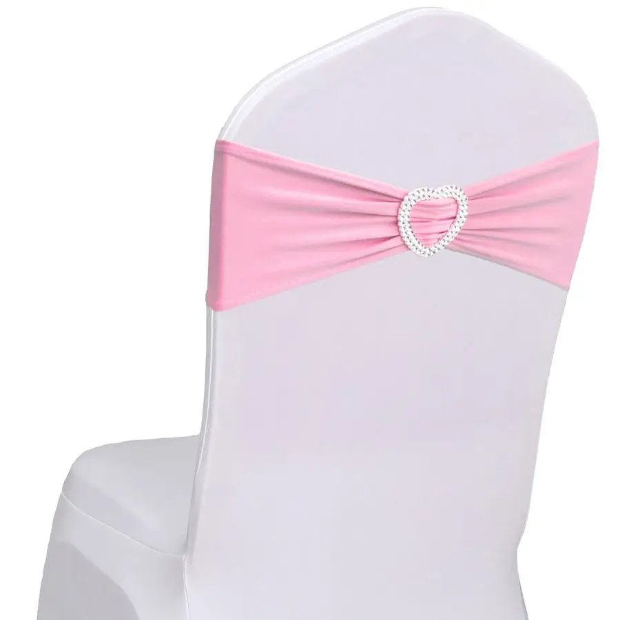

Пояса для стула, 60 шт., розовые пояса из спандекса для стульев, эластичные пояса для стула, слайдер с пряжкой в форме сердца для свадебного банкета