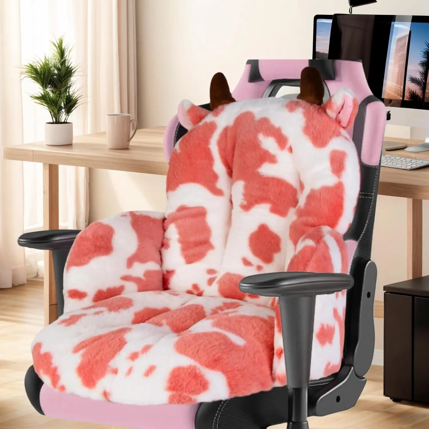 

Comfy Office Chair Cushion: Cute Seat Cushion 17.5"" L X 17.5"" W X 18"" H Kawaii Cushion For Gaming Chair With Backrest