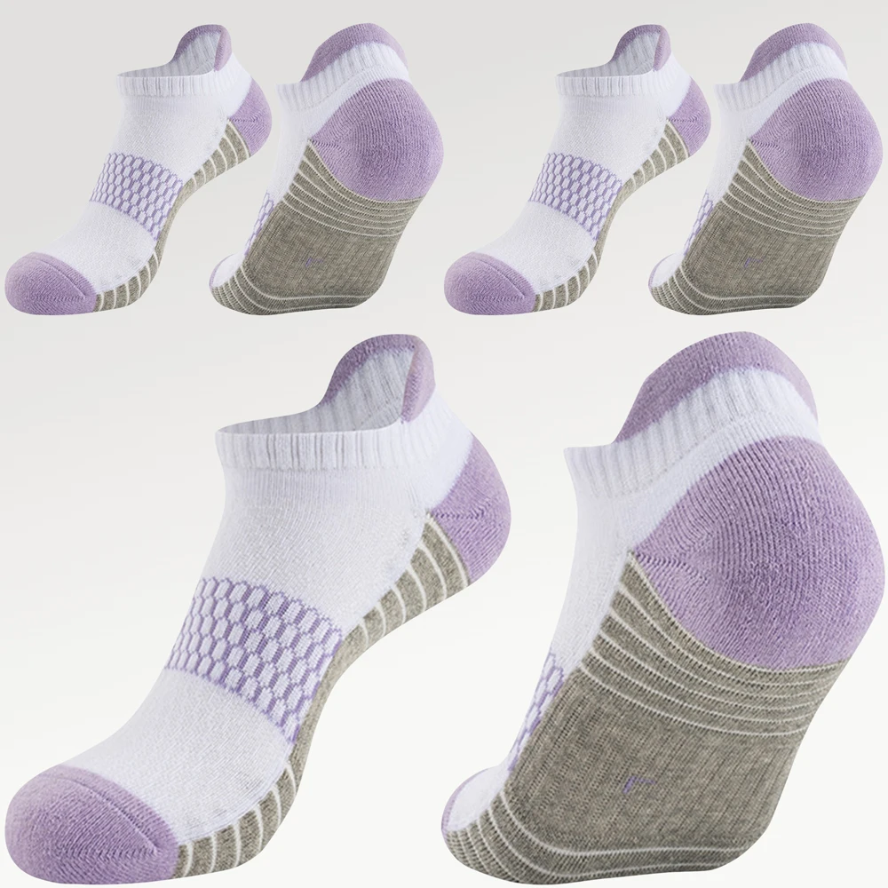 3pairs Cotton Towel Bottom Running Socks Women Fitness Sports Sweat-absorbing Breathable Anti-friction Marathon Ankle Tab Socks