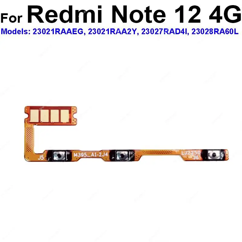 Power Volume Flex Cable For Xiaomi Redmi Note 12 12T 12R 12S Pro Plus Speed Discovery Turbo 4G 5G SideKey Switch Flex Cable