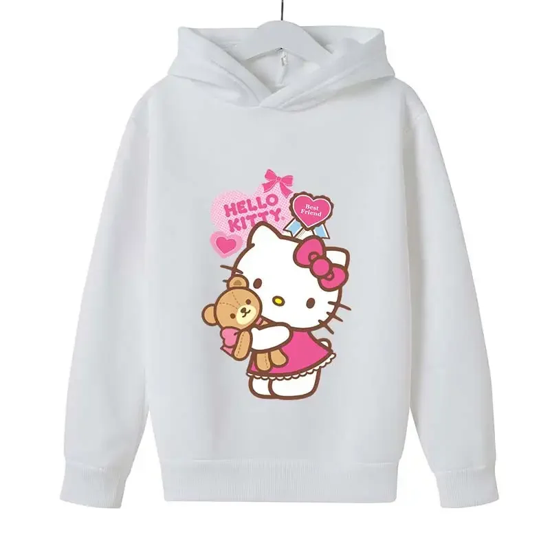 Hello Kitty Kawaii Kids Fashion Boys Clothing Autumn Baby Girls Clothes Cat Suit Children Hoodies Toddler Casual Tracksuits