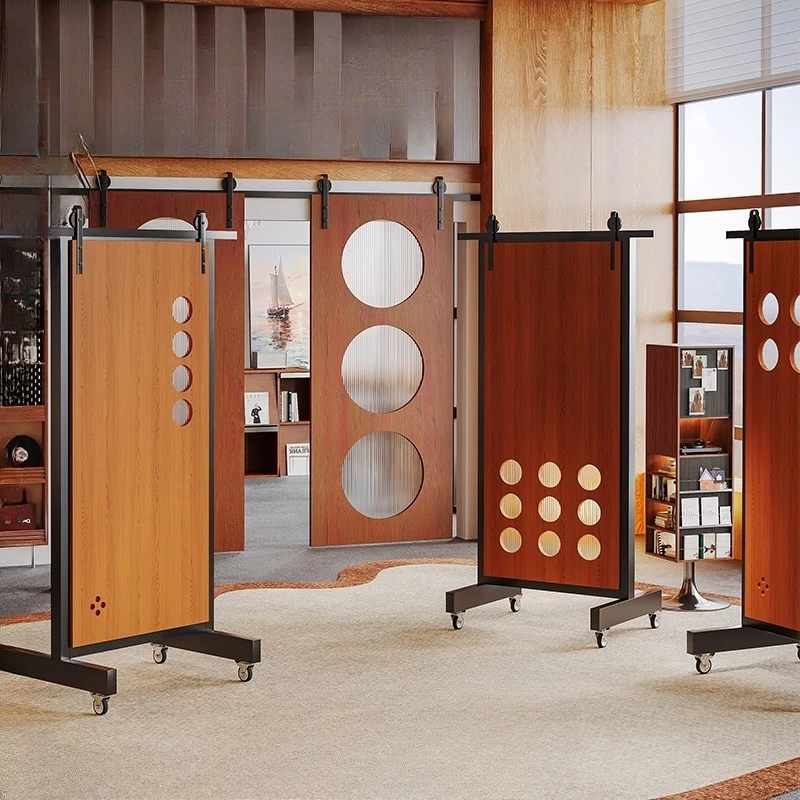

Bathroom sliding door Solid wood paint-free wooden door Hanging rail door