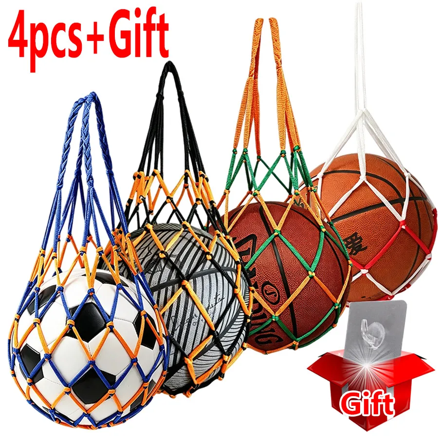 

4/1Pcs+Gift, Basketball Net Bag Thick Woven Net Basketball Storage Durable Nylon Training Net Bag for all kinds of balls ﻿