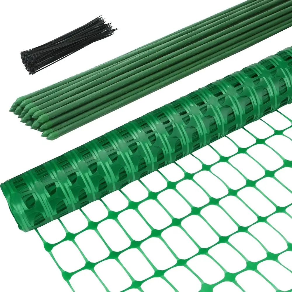

Reusable 3.4'x100' Garden Fence Roll with 25pcs 4T Stakes for Temporary Fencing or Animal Barriers