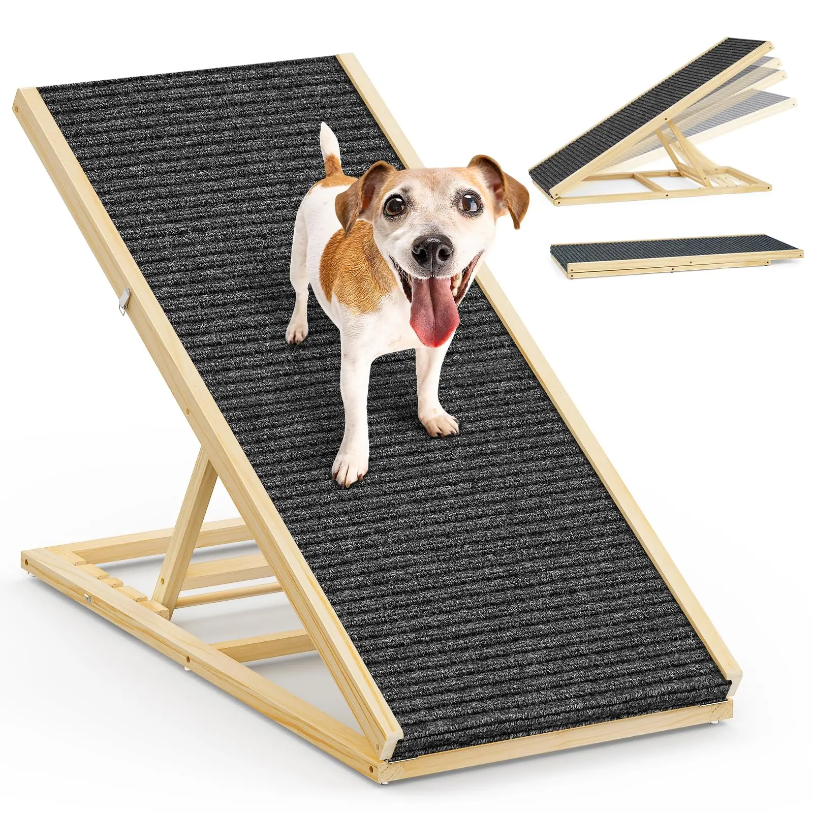 

Пандус для собак для высокой кровати, нескользящая поверхность, вмещает регулируемый пандус для домашних животных объемом 80 фунтов для маленьких/средних собак — отлично подходит для диванов, идеально подходит