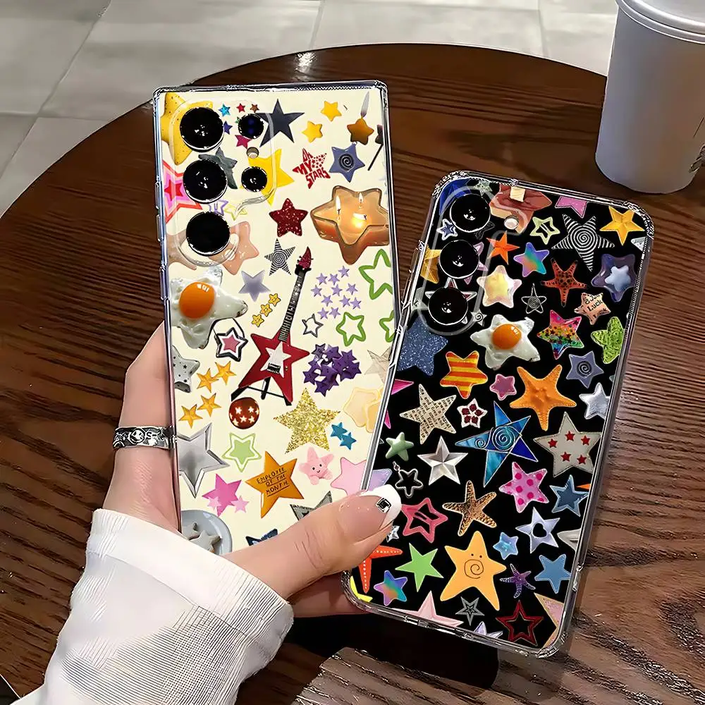 

Fashion Y2k Star Cool Phone Case Silicone For Samsung S30,23,21,22,20 FE lite,S10,9,PIus Note20ultra Soft Transparent