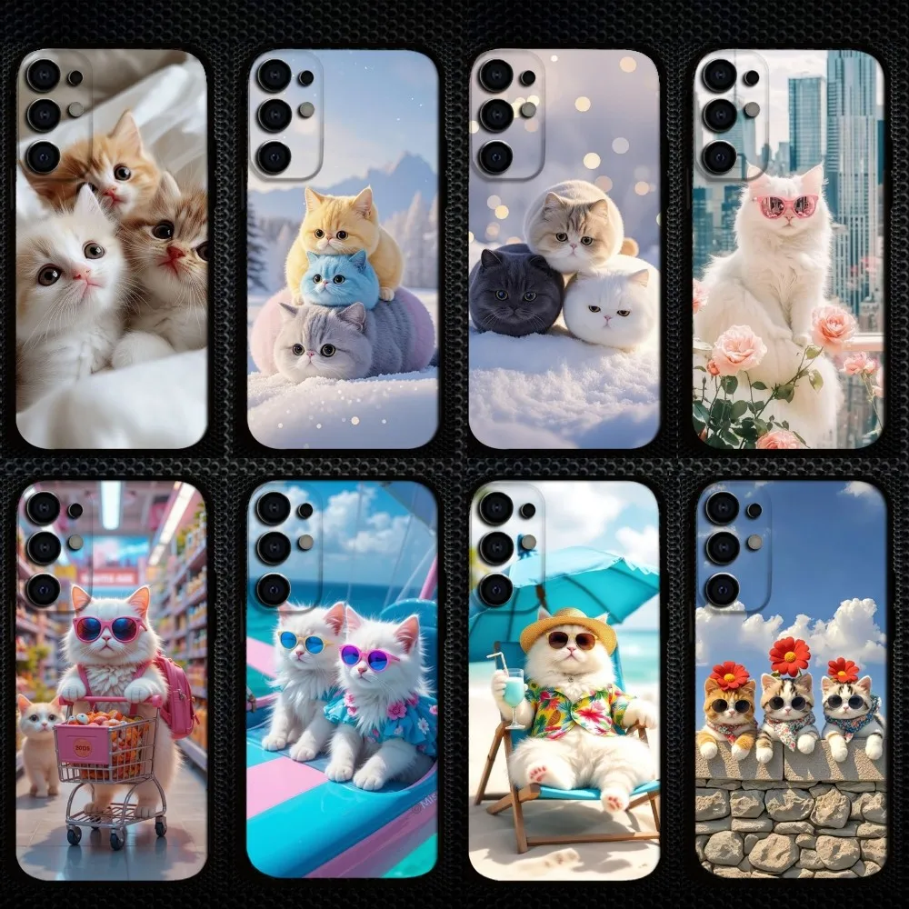 

Cute Pet Cat Phone Case For Samsung S25/S24/S23/S22/S21/S20/Plus,Fe,Lite/Others Black Cover