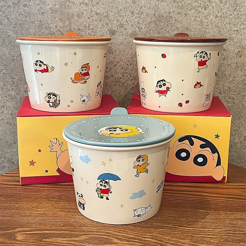 Instant noodle bowl with lid New female high-value household ceramic bowl Student dormitory birthday gift