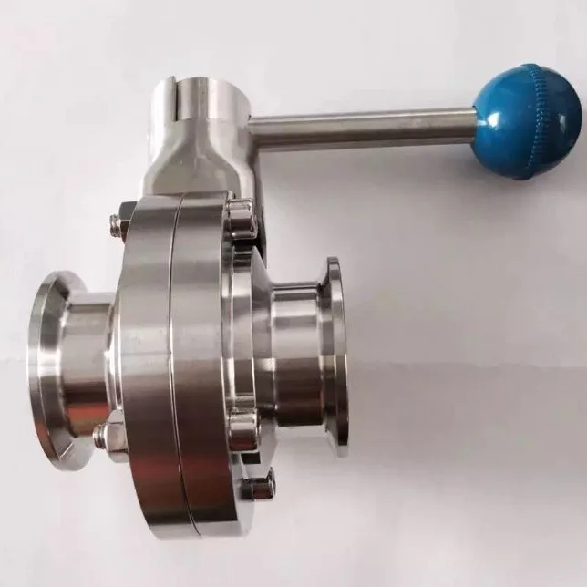 صمام فراشة يدوي سريع التحميل من الفولاذ المقاوم للصدأ درجة صحية 304 مقبض قضيب ربط ناعم #2