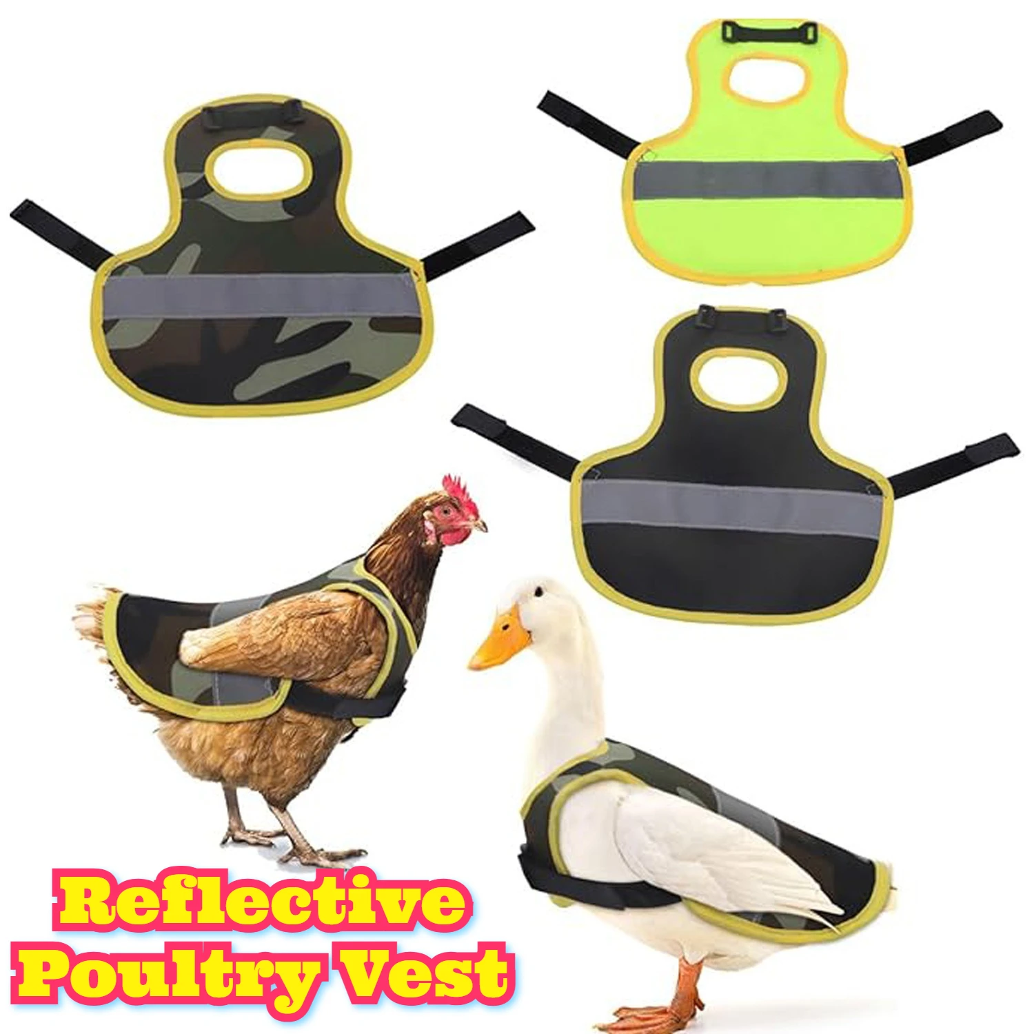

Reflective Poultry Vest Winter Warm Feather Protector Safety Gear Chicken Duck Goose Pet Bird Chest Back Pad Cold Weather Range