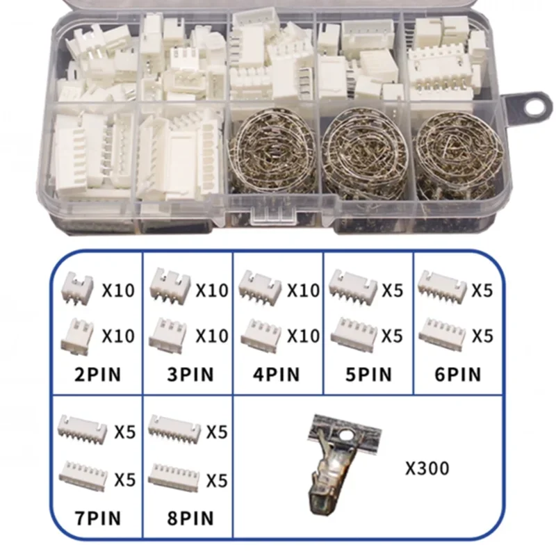 400Pcs JST XH 2.54mm Pitch Terminals Kit 2P3P4P5P6P7P8 Pin Male Female Plug Plastic Housing Header Crimp Wire Connector