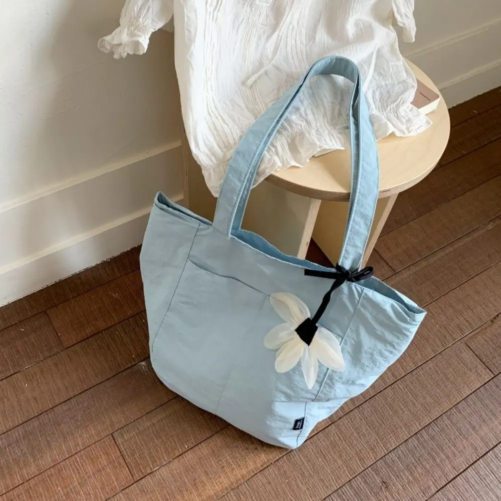 

Милая нейлоновая сумка на плечо в корейском стиле, легкая однотонная большая сумка, водонепроницаемая сумка большой емкости для девочек