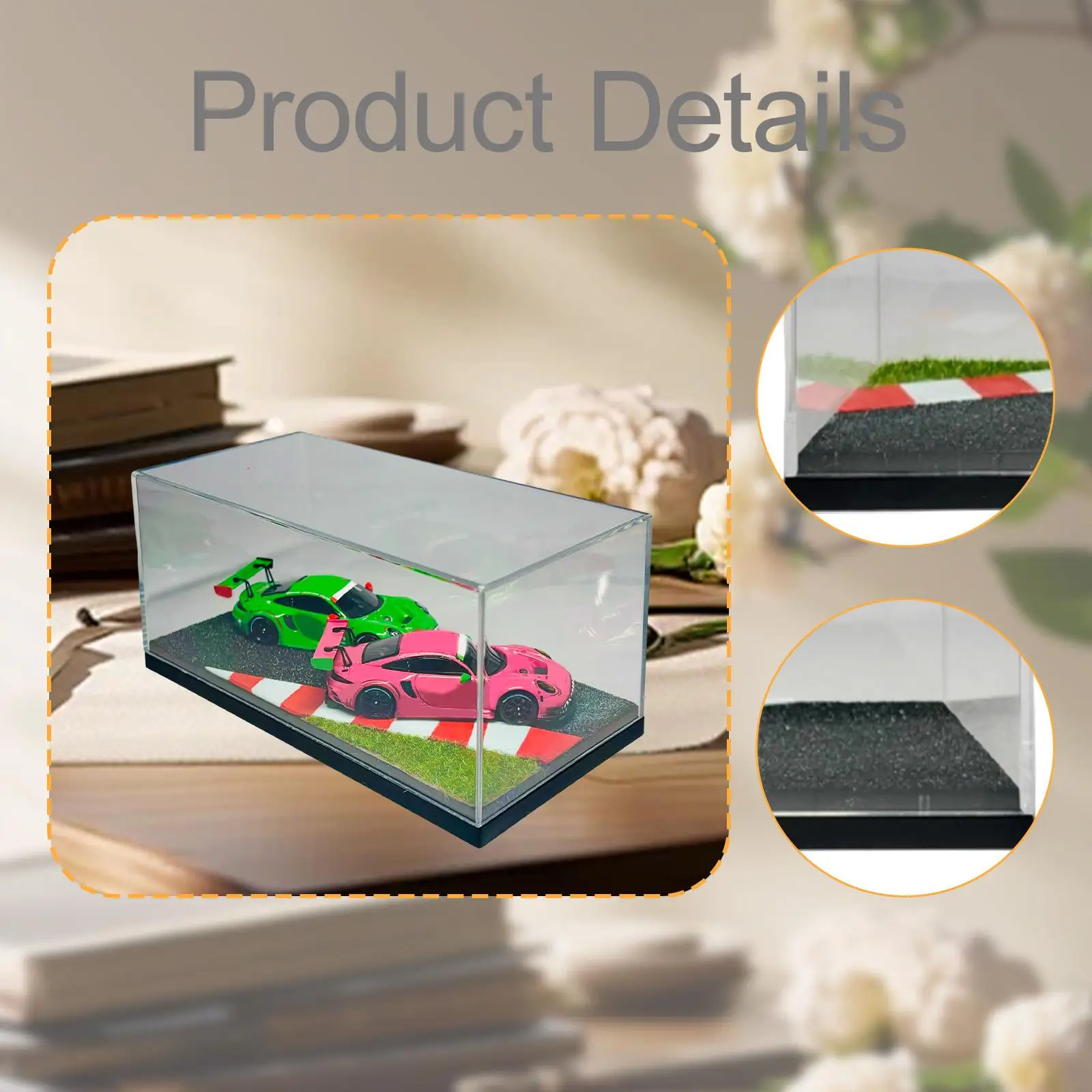 1/64 Modello di veicolo Vetrina Realistica Decorazione acrilica Ornamento Macchinine Organizzatore di stoccaggio Scena di parcheggio per auto in lega