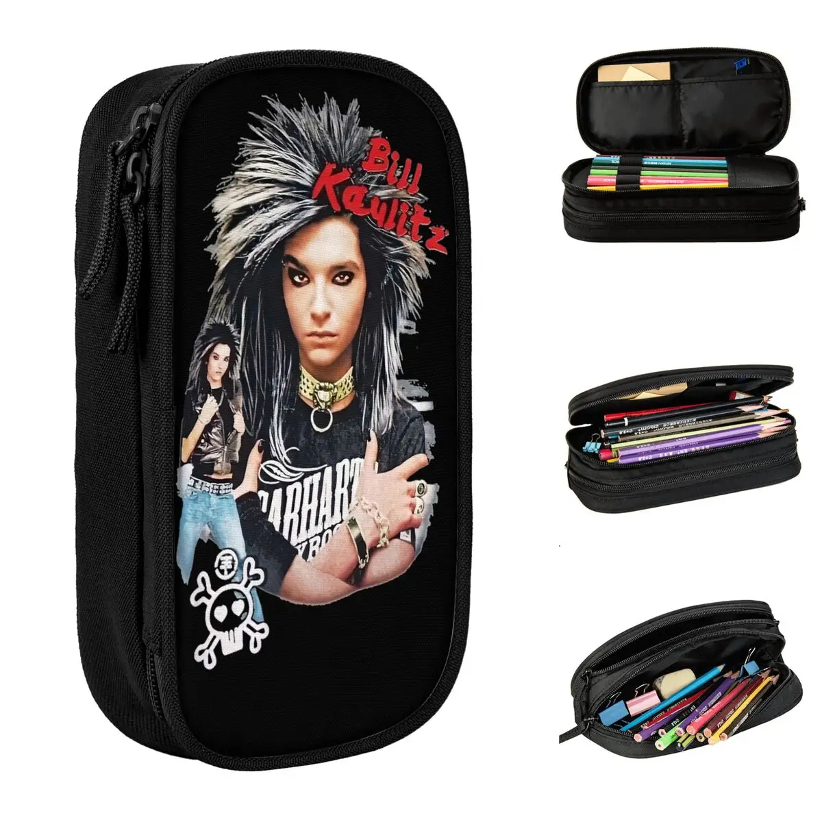 bill kaulitz tokio hotel lapis cases rock metal band lapis pen box grande bolsa de armazenamento material escolar papelaria moda 01