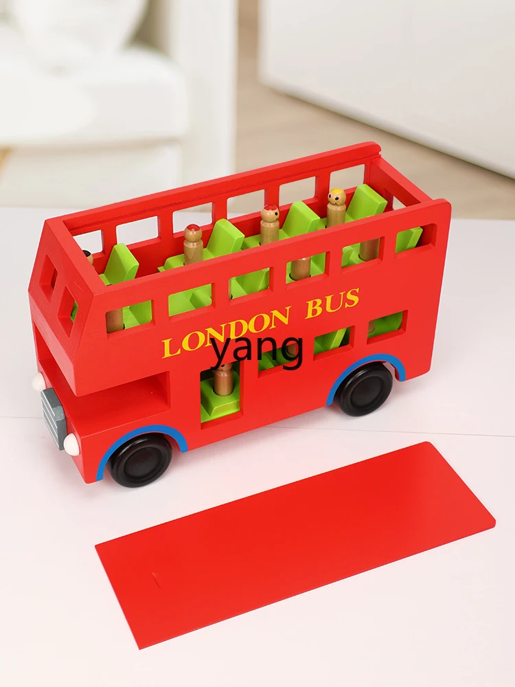 CX Children's Wooden Car Model Transport Large Toy Bus London Double Layer Bus