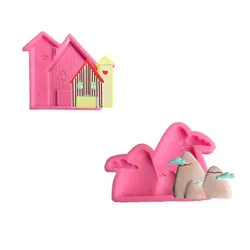 Christmas house mold DIY Mountains Clouds silicone molds craft Fondant Cake Decorating Tools Clay Resin Art Moulds