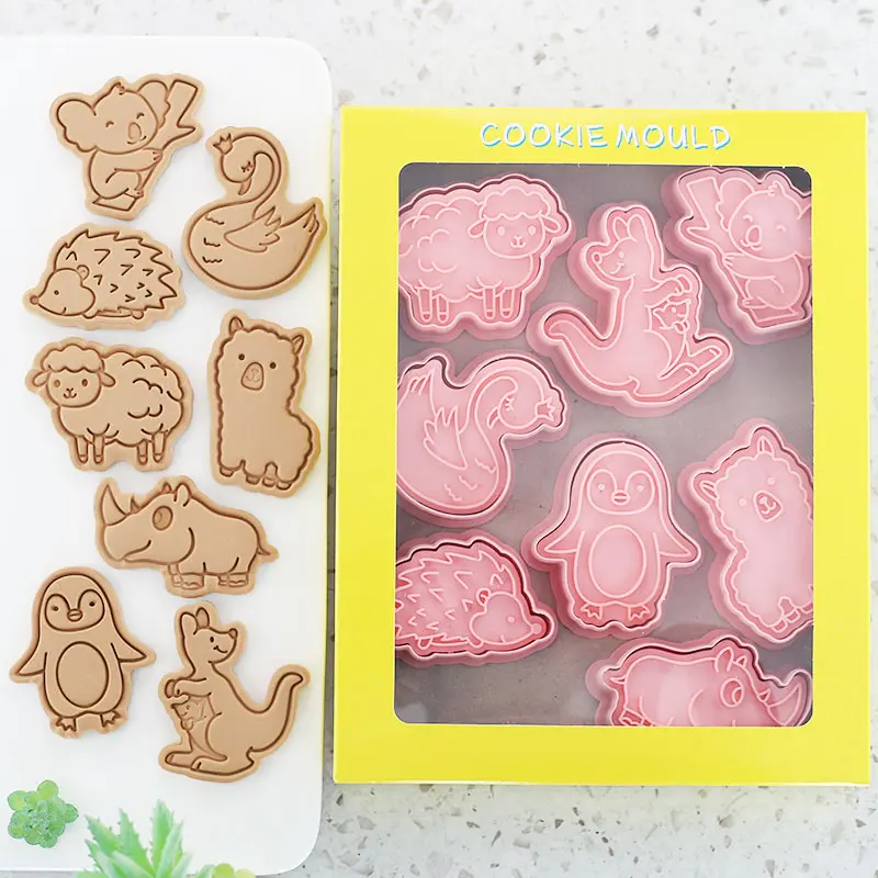 8 Pcs/Set DIY Cartoon Biscuit Mould Animals Shape Cookie Cutters Plastic Baking Mould Cookie Tools Cake Decorating Tools