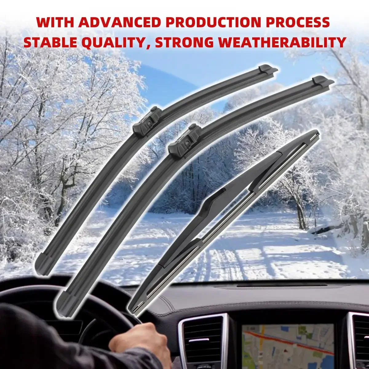 3PCS Car Wiper For Hyundai i30 I30 CW 2007-2009 Front Rear Wiper Blades Brushes Auto Accessories 2007 2008 2009