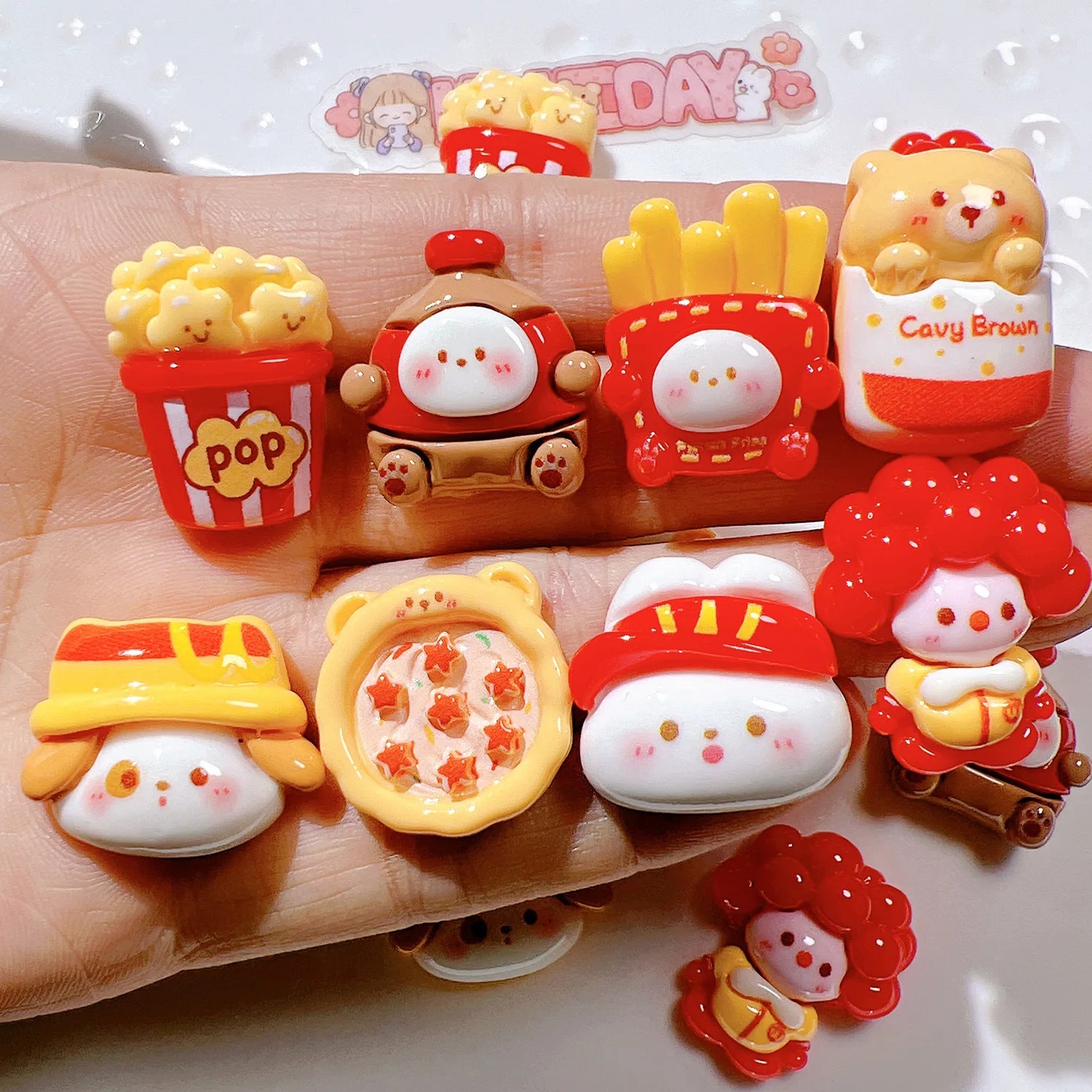 8 Uds arte palomitas de maíz Pizza patatas fritas comida refrigerador imán decoración DIY artesanía magnética regalo para proyectos de bricolaje y decoración de buzón