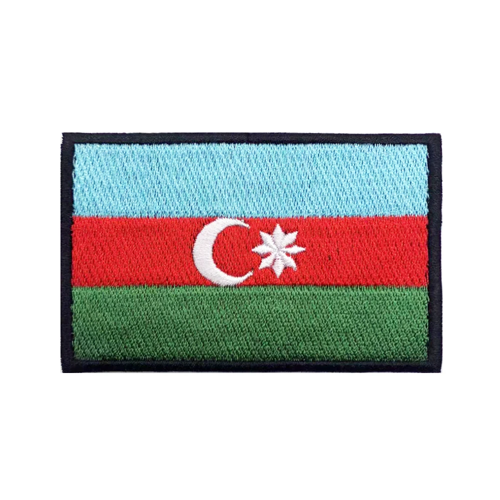 Azerbaijan flag Patches Armband Embroidered Patch Hook & Loop Iron On Embroidery  Badge Military Stripe