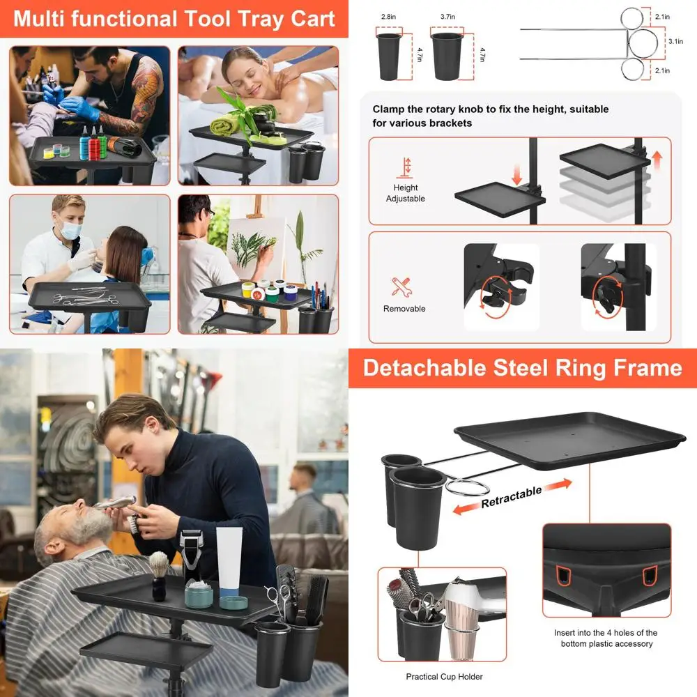 

Портативная тележка для тату-салонов с регулируемой высотой и местом для хранения, подходит для использования в спа-салонах и стоматологических клиниках