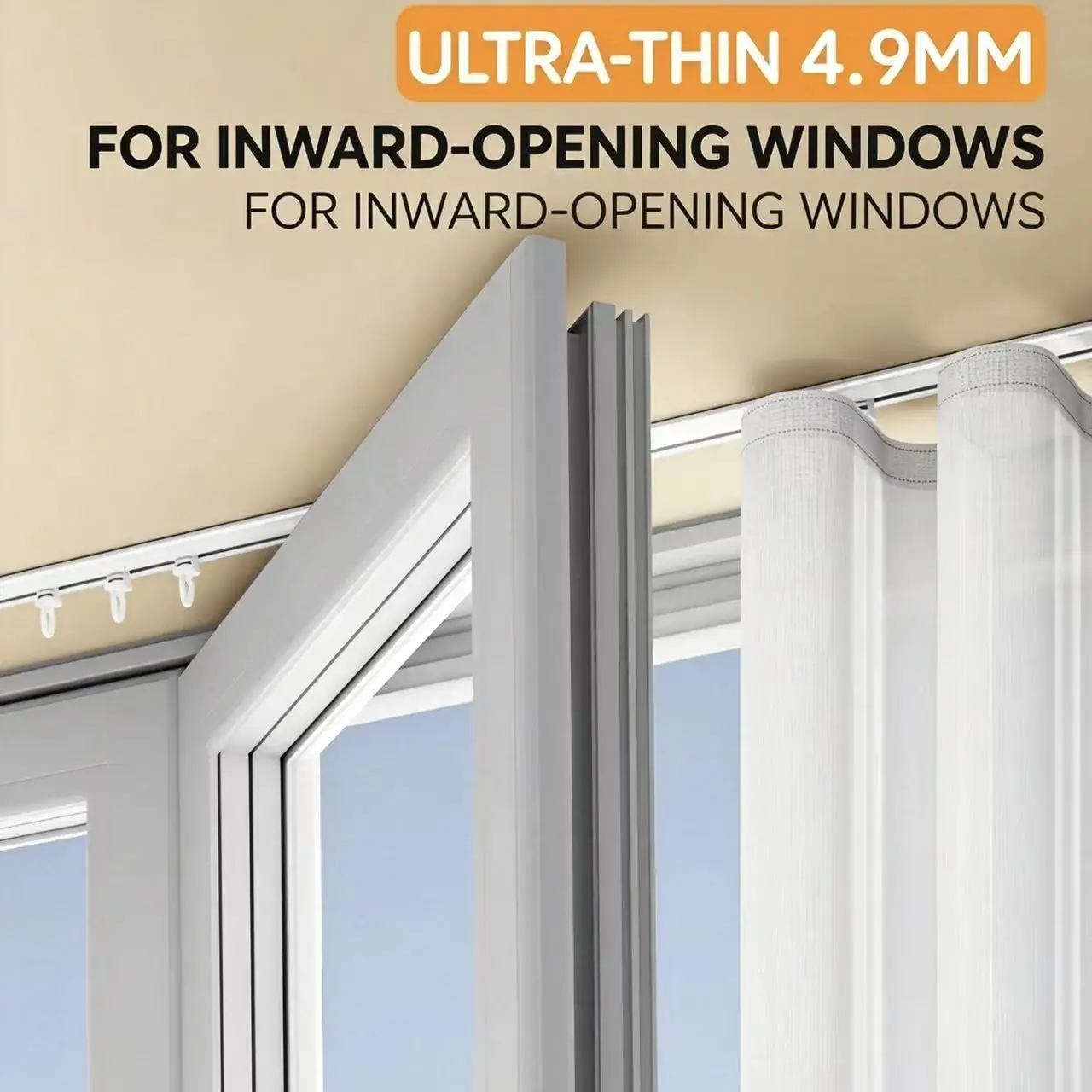 Ultra-thin S-fold curtain track with motor, flexible ceiling-mounted guide rail, suitable for interior sliding windows, with lig
